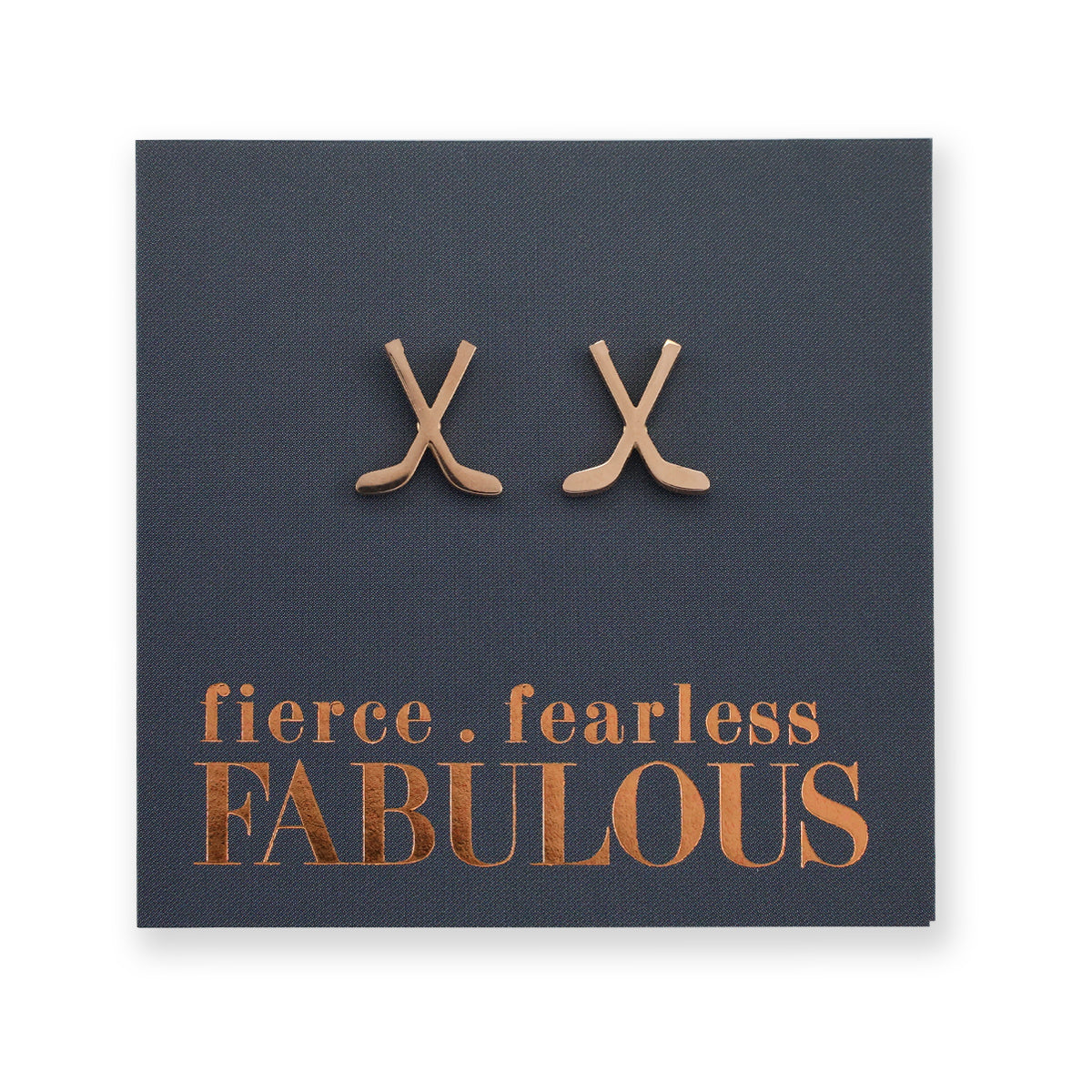 Stainless Steel Earring Studs - Fierce Fearless Fabulous - ICE HOCKEY STICKS