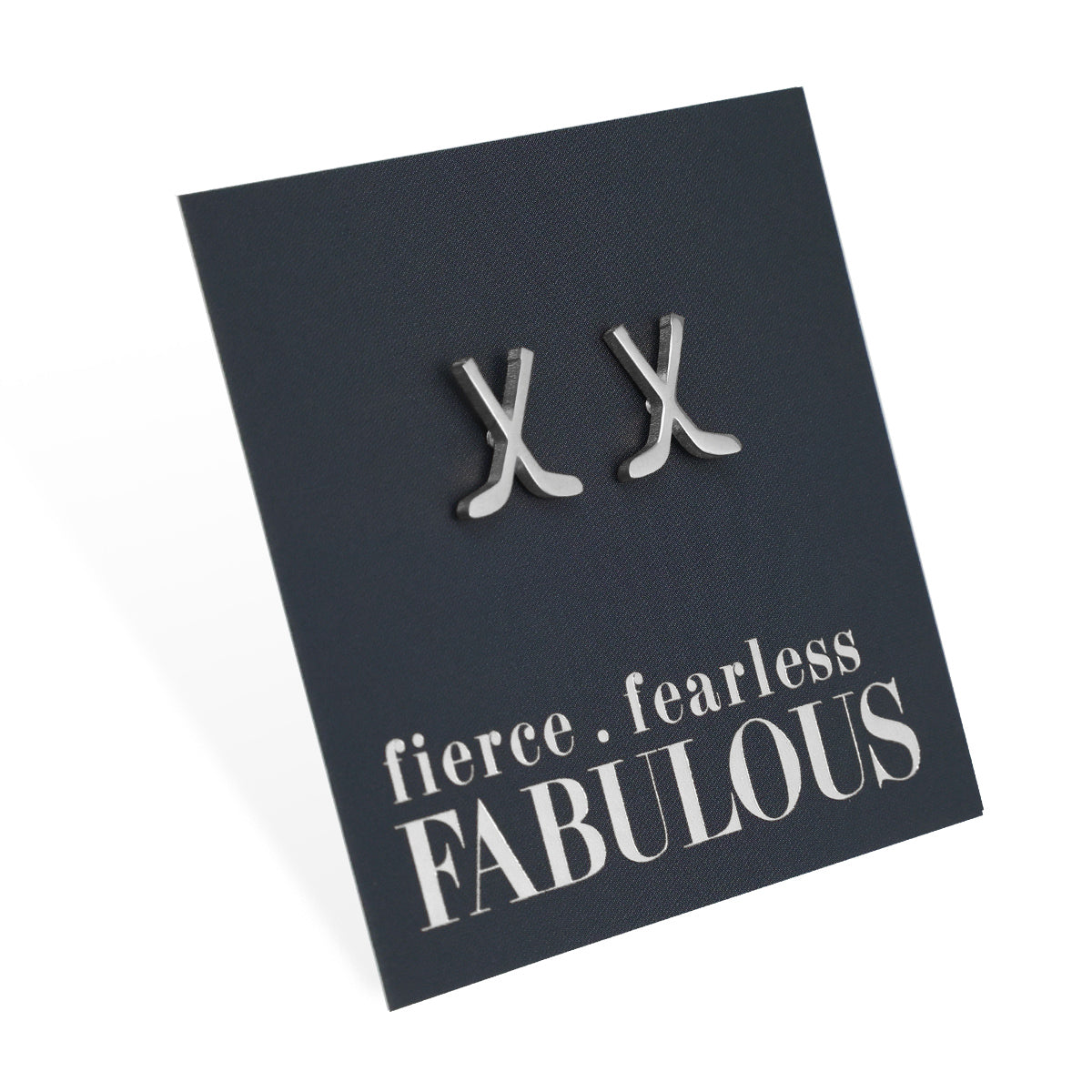 Stainless Steel Earring Studs - Fierce Fearless Fabulous - ICE HOCKEY STICKS