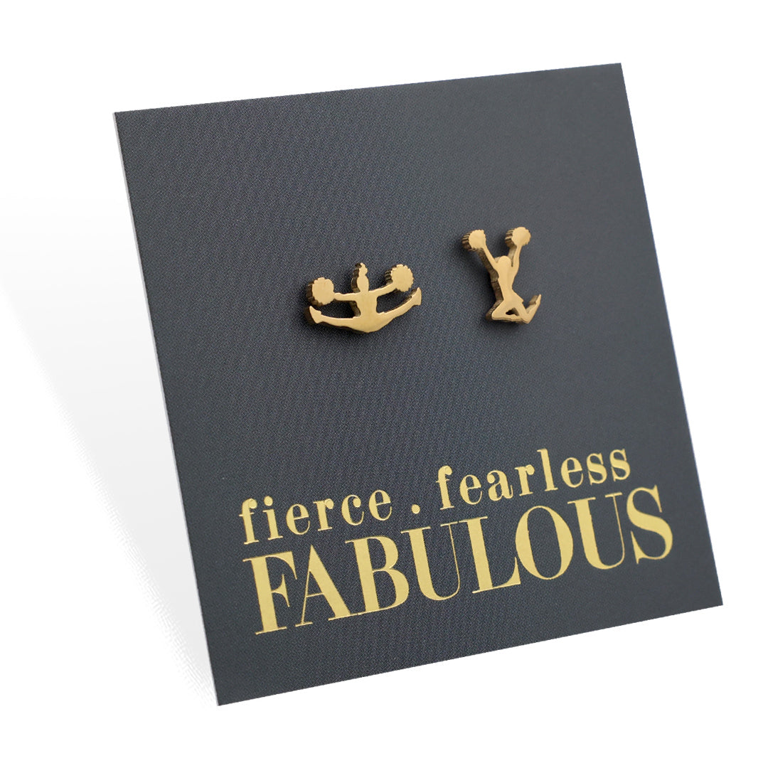 Stainless Steel Earring Studs - Fierce Fearless Fabulous - CHEER