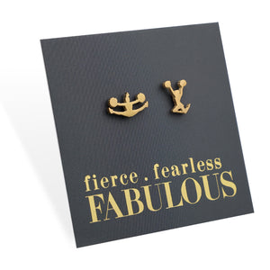 Stainless Steel Earring Studs - Fierce Fearless Fabulous - CHEER