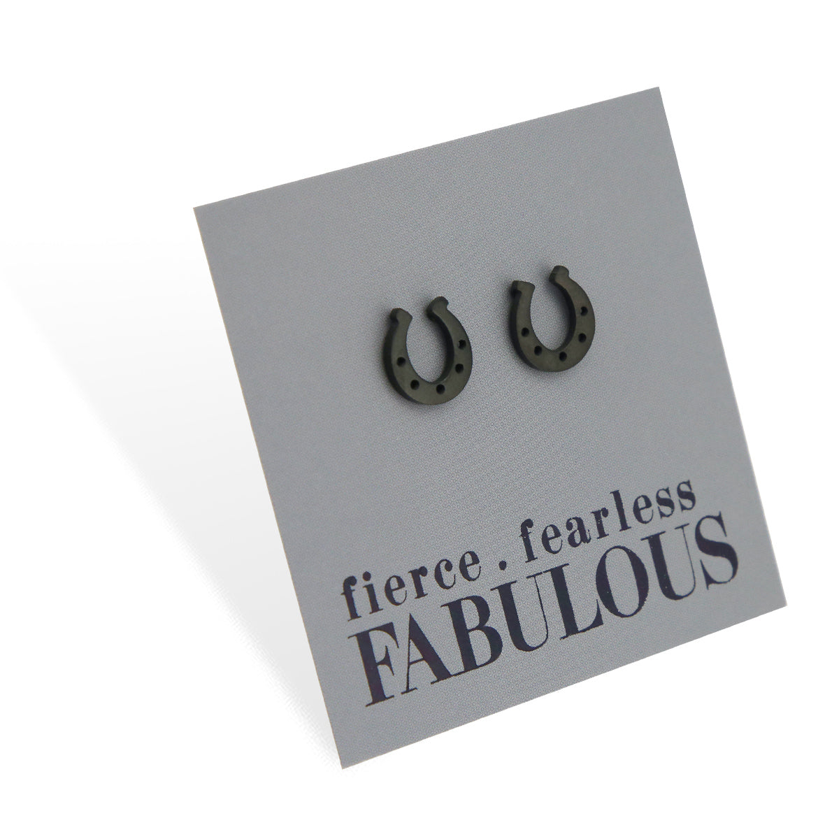 Stainless Steel Earring Studs - Fierce Fearless Fabulous - HORSESHOE