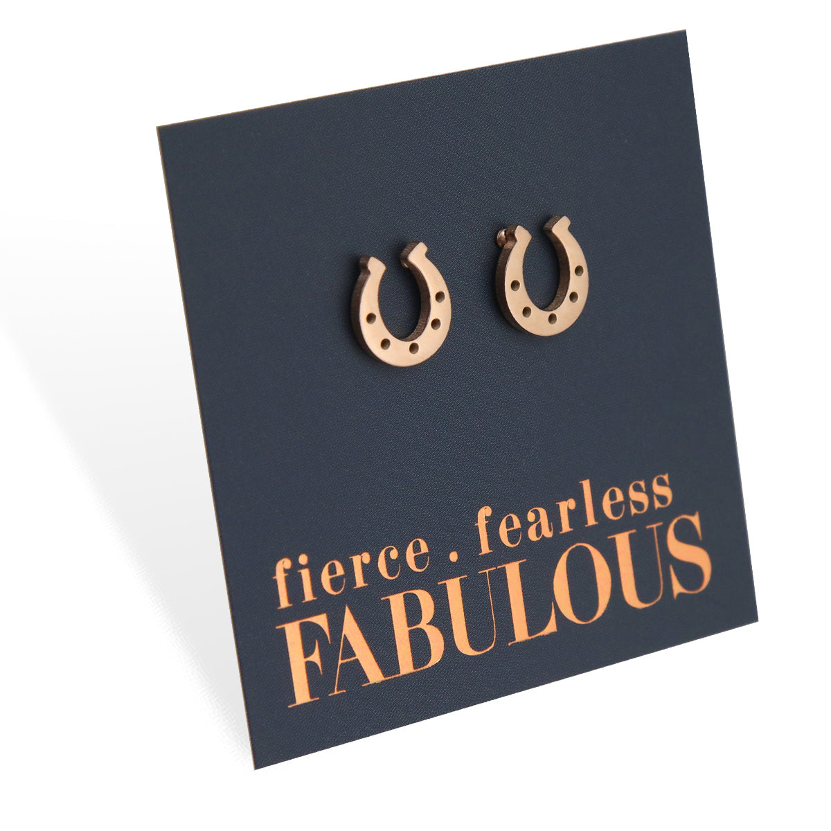 Stainless Steel Earring Studs - Fierce Fearless Fabulous - HORSESHOE