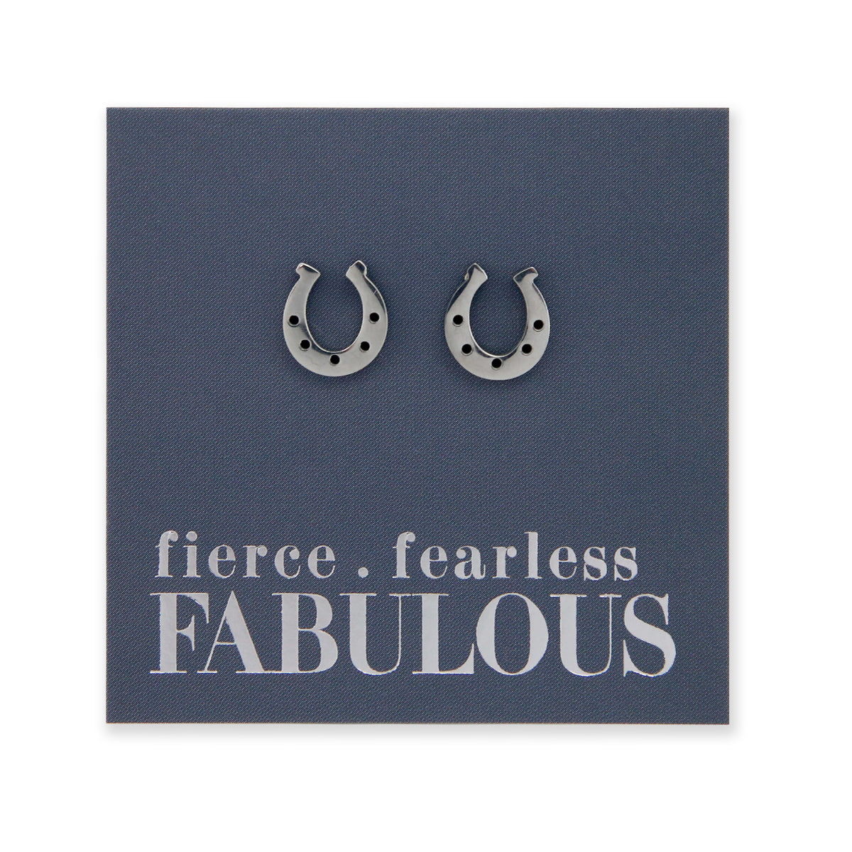 Stainless Steel Earring Studs - Fierce Fearless Fabulous - HORSESHOE