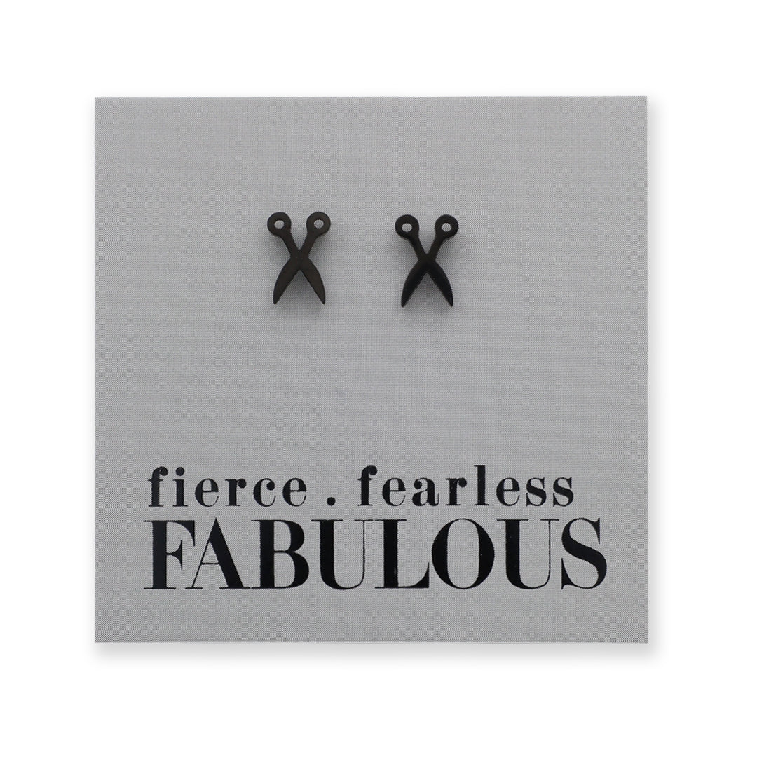 Stainless Steel Earring Studs - Fierce Fearless Fabulous - SCISSORS