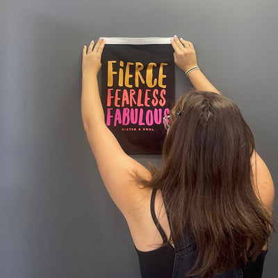 Fierce Fearless Fabulous Flag - Charcoal Canvas With Eyelets