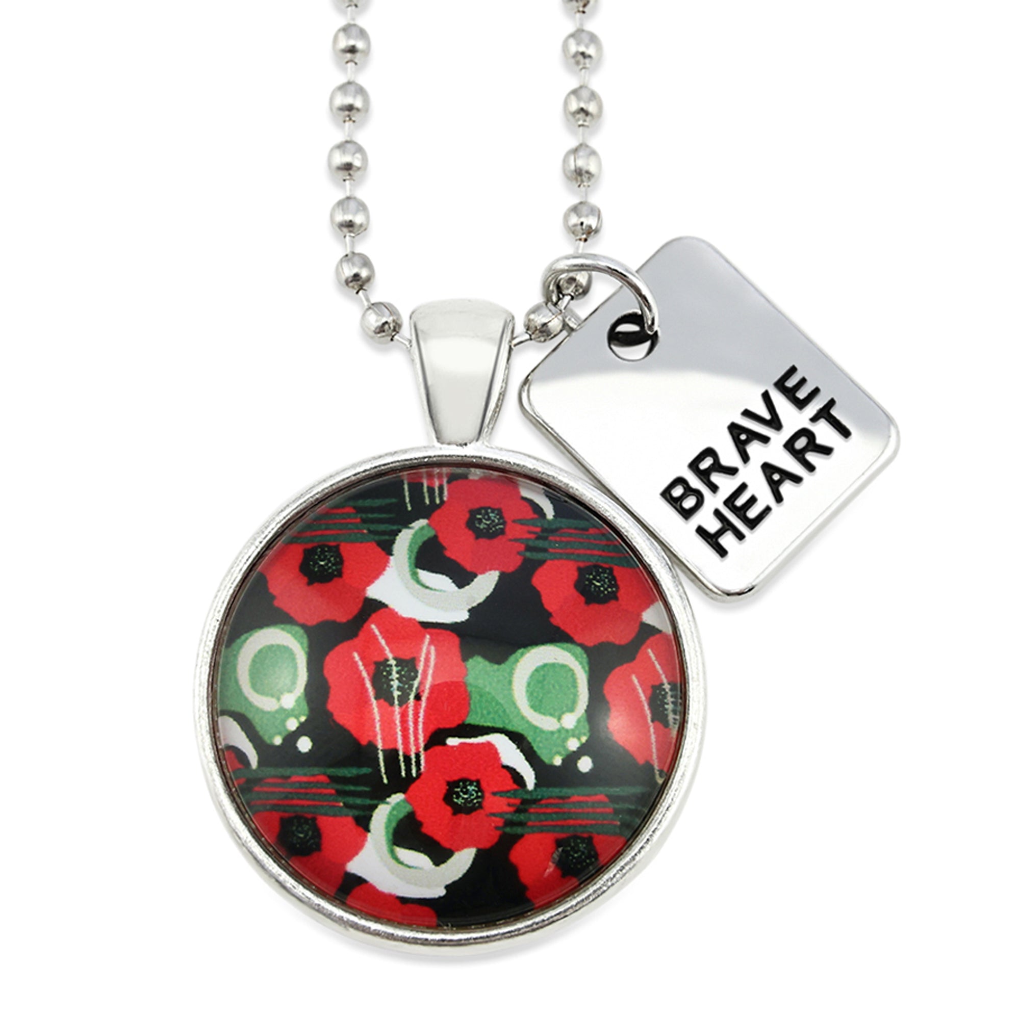 POPPIES Collection - Vintage Silver 'BRAVE HEART' Necklace - Flanders (10145)