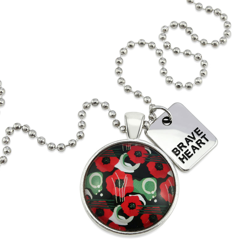 POPPIES Collection - Vintage Silver 'BRAVE HEART' Necklace - Flanders (10145)