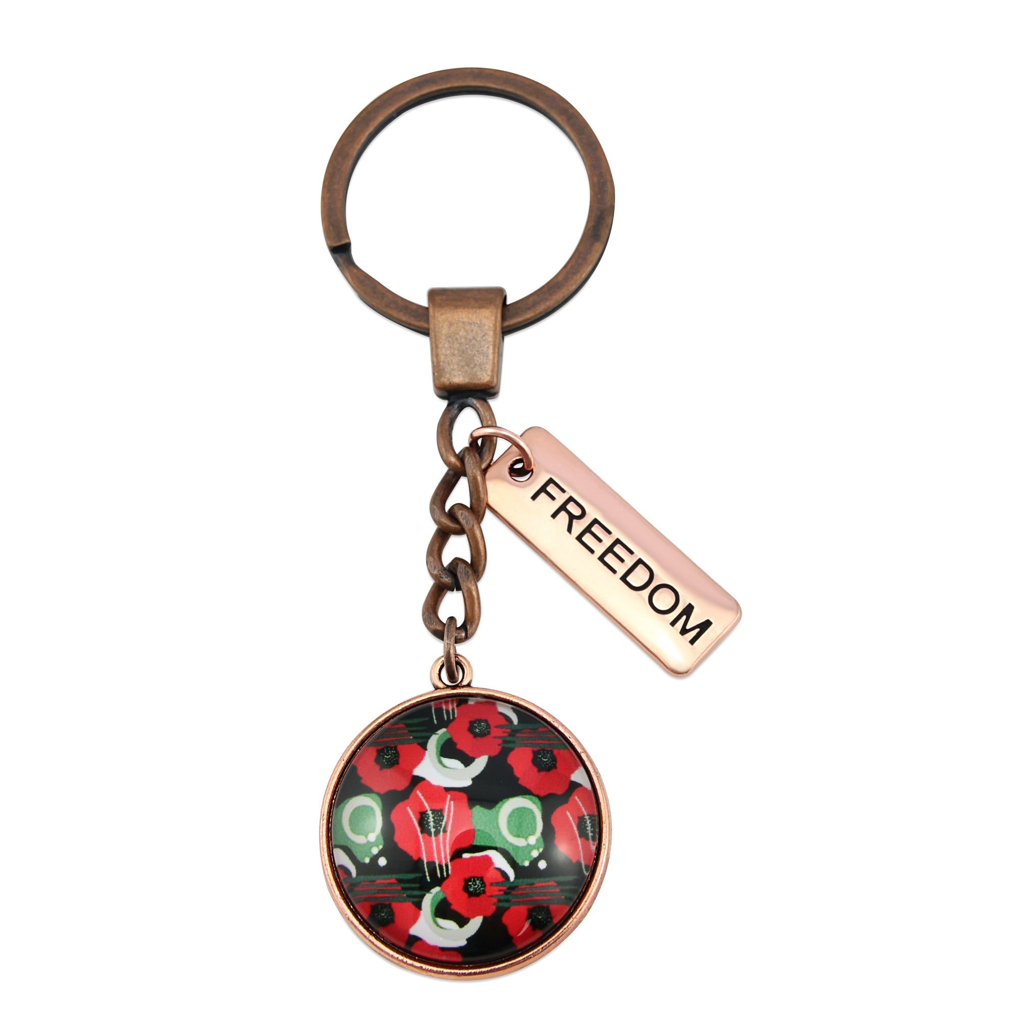 POPPIES Collection - Vintage Rose Gold 'FREEDOM' Keyring - Flanders (10563)