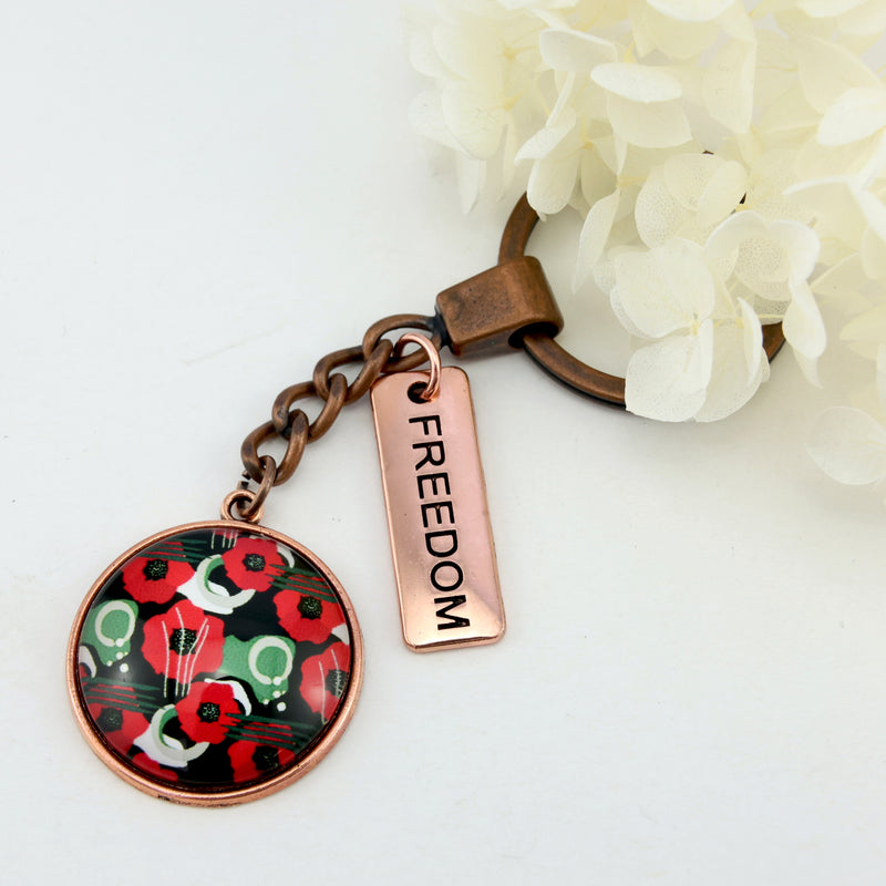 POPPIES Collection - Vintage Rose Gold 'FREEDOM' Keyring - Flanders (10563)