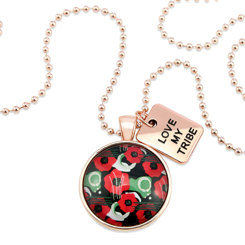 POPPIES Collection - Rose Gold 'LOVE MY TRIBE' Necklace - Flanders (10625)