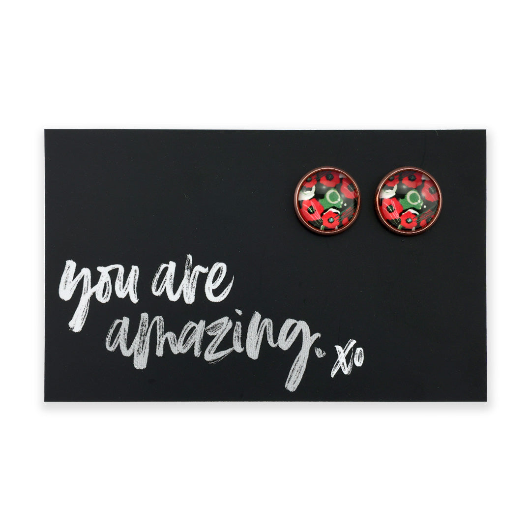 POPPIES Collection - You Are Amazing - Rose Gold 12mm Circle Studs - Flanders (12415)