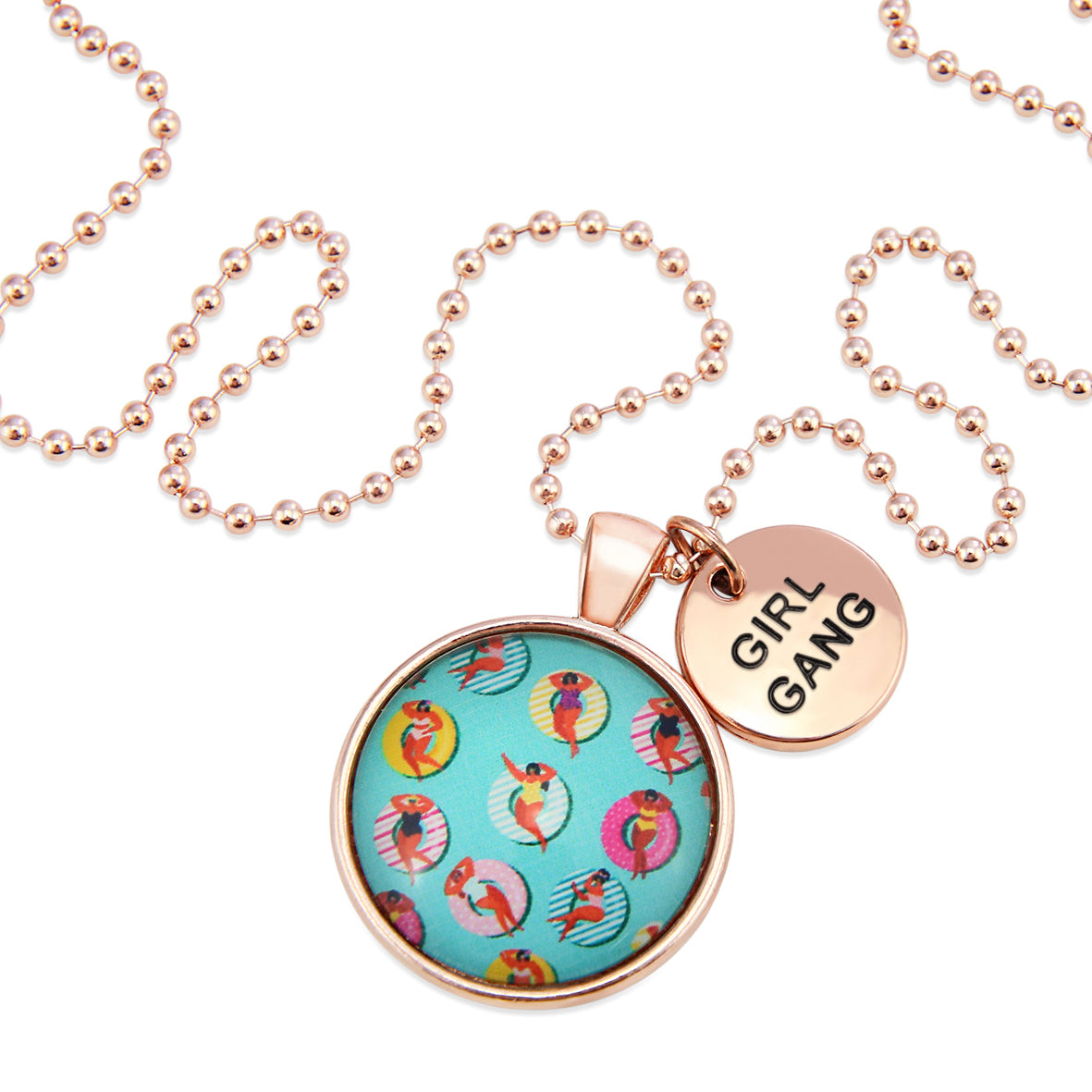 Rose Gold 'GIRL GANG' Necklace - Swim Party (12414)