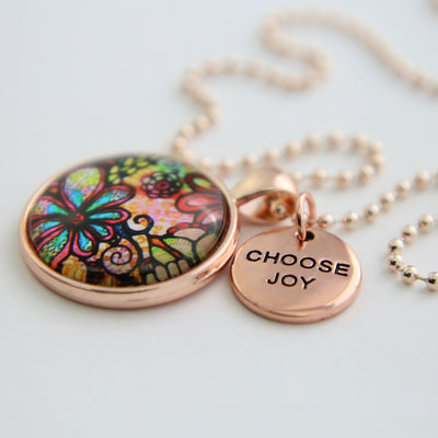 Heart & Soul Collection - Rose Gold 'CHOOSE JOY' Necklace - Flora (10332)