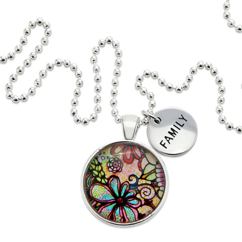 Heart & Soul Collection - Bright Silver 'FAMILY' Necklace - Flora (10452)