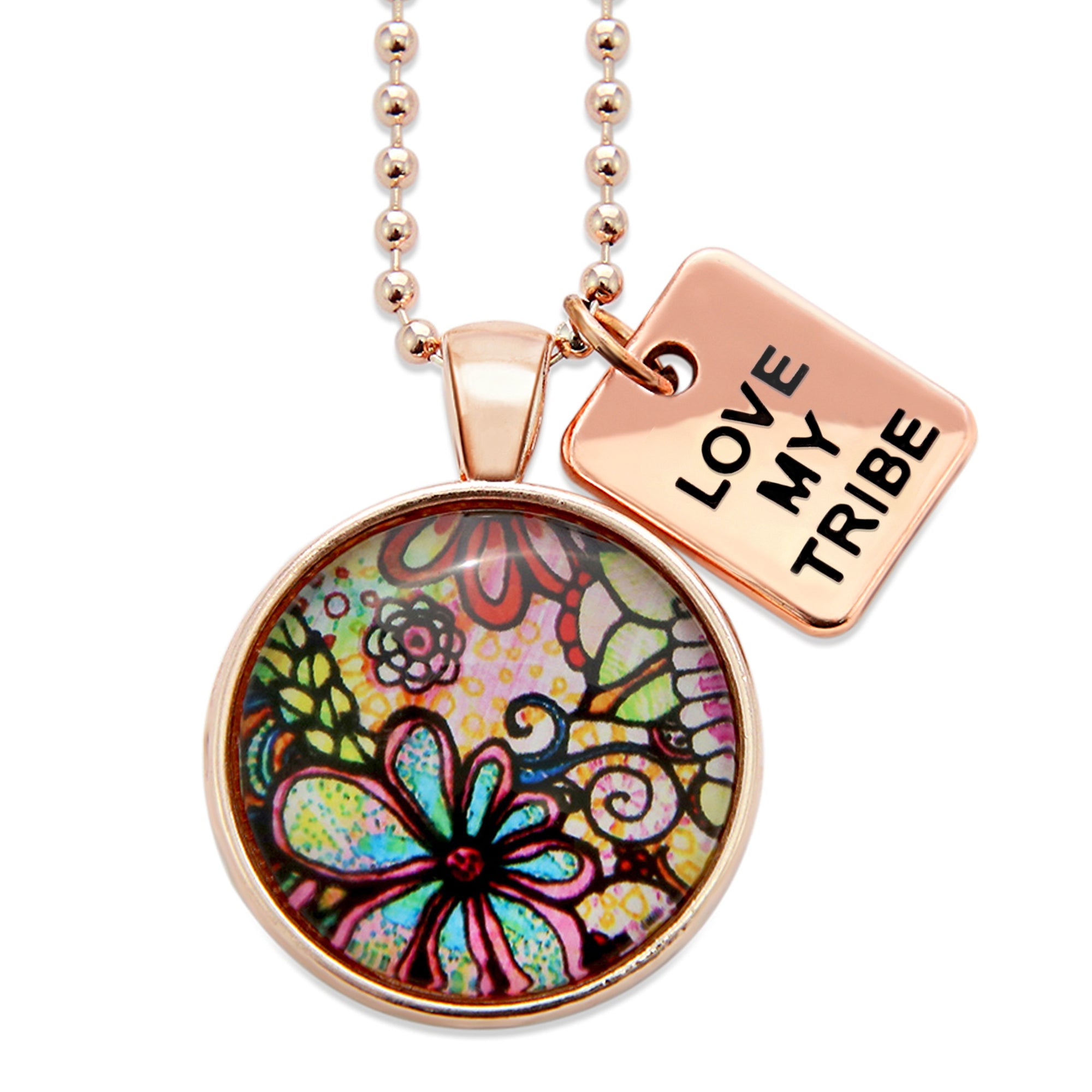 Heart & Soul Collection - Rose Gold 'LOVE MY TRIBE' Necklace - Flora (11125)