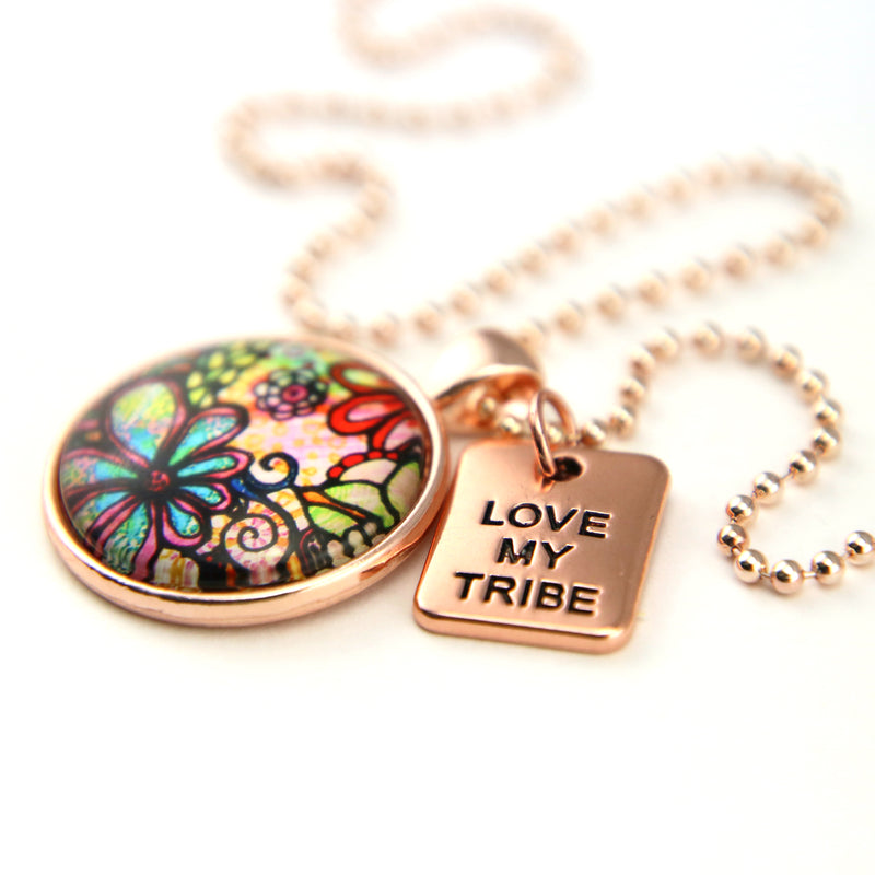 Heart & Soul Collection - Rose Gold 'LOVE MY TRIBE' Necklace - Flora (11125)