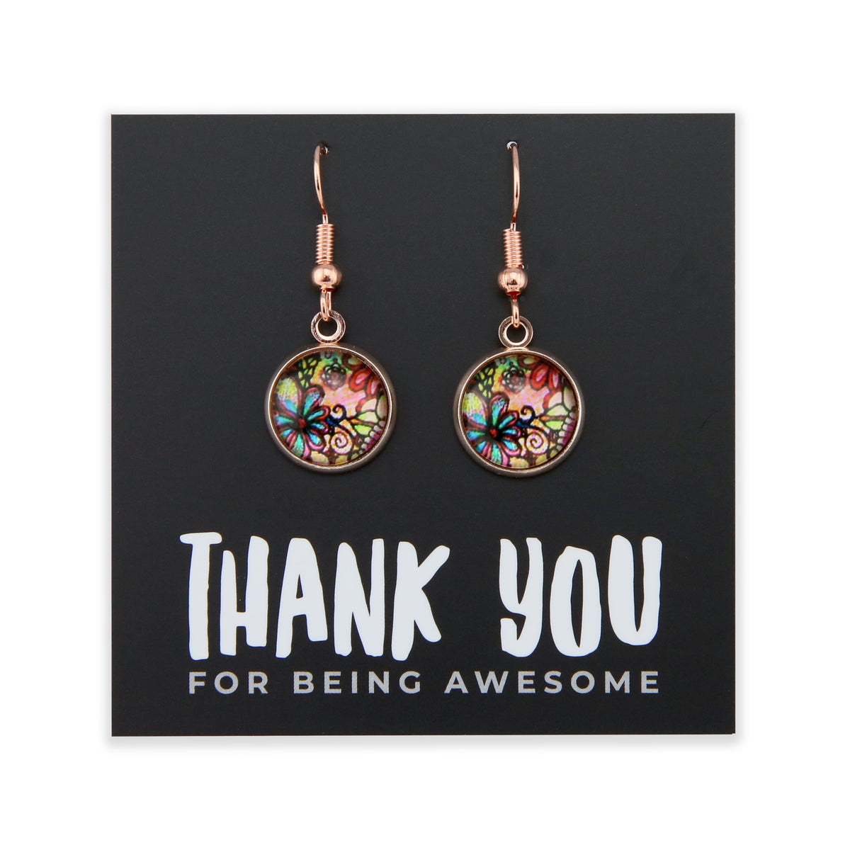 Heart & Soul Collection - Thank You For Being Awesome - Rose Gold Dangle Earrings - Flora (9512-F)