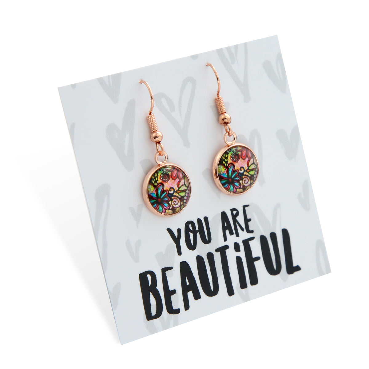 Heart & Soul Collection - You Are Beautiful - Rose Gold Dangle Earrings - Flora (9912)
