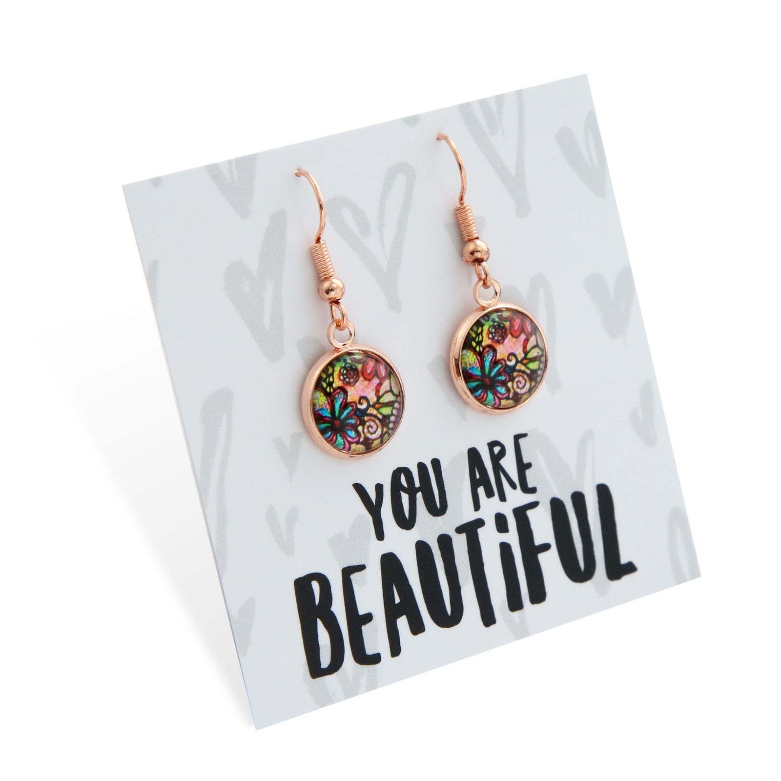 Heart & Soul Collection - You Are Beautiful - Rose Gold Dangle Earrings - Flora (9912)