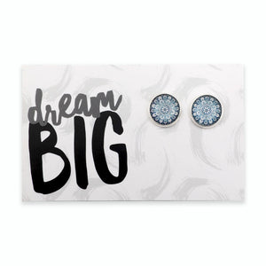 Dream Big - Bright Silver 12mm Circle Studs - Floral Ice (8601)