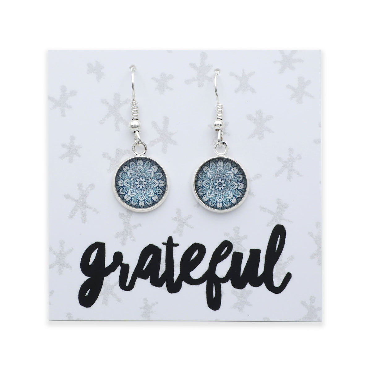 Heart & Soul Collection - Grateful - Bright Silver Dangle Earrings - Floral Ice (11515)
