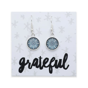 Heart & Soul Collection - Grateful - Bright Silver Dangle Earrings - Floral Ice (11515)