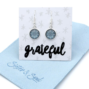 Heart & Soul Collection - Grateful - Bright Silver Dangle Earrings - Floral Ice (11515)