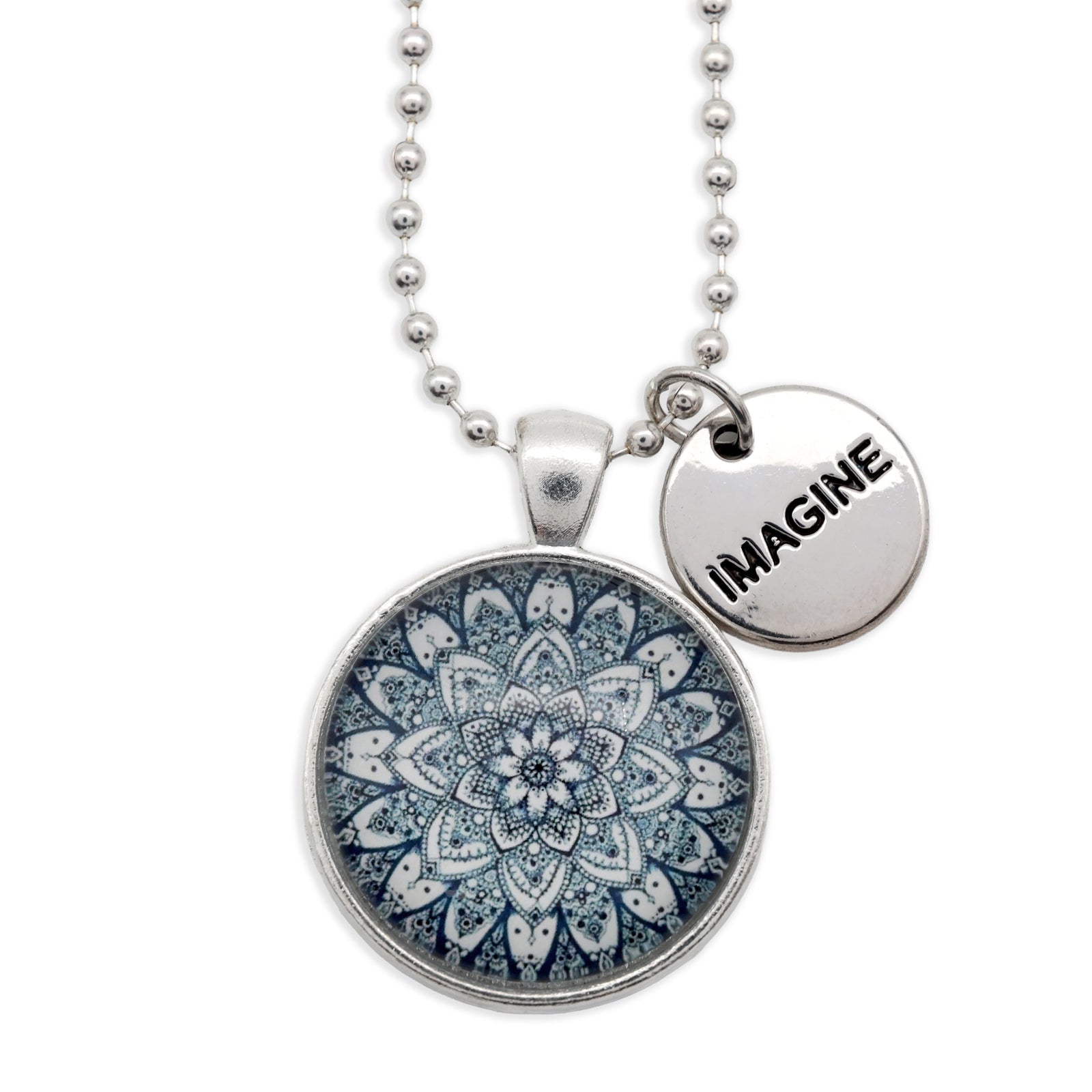 Heart & Soul Collection - Bright Silver ' IMAGINE ' Necklace - Floral Ice (10564)