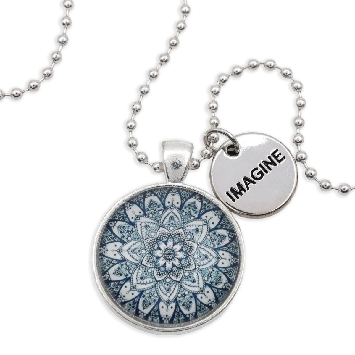 Heart & Soul Collection - Bright Silver ' IMAGINE ' Necklace - Floral Ice (10564)