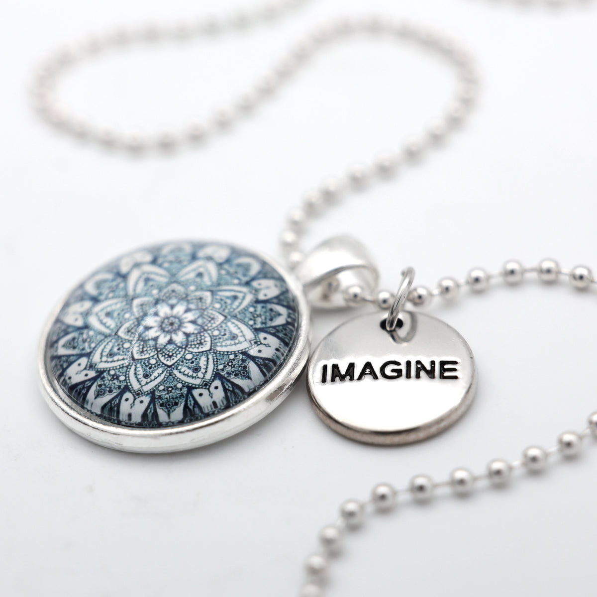 Heart & Soul Collection - Bright Silver ' IMAGINE ' Necklace - Floral Ice (10564)