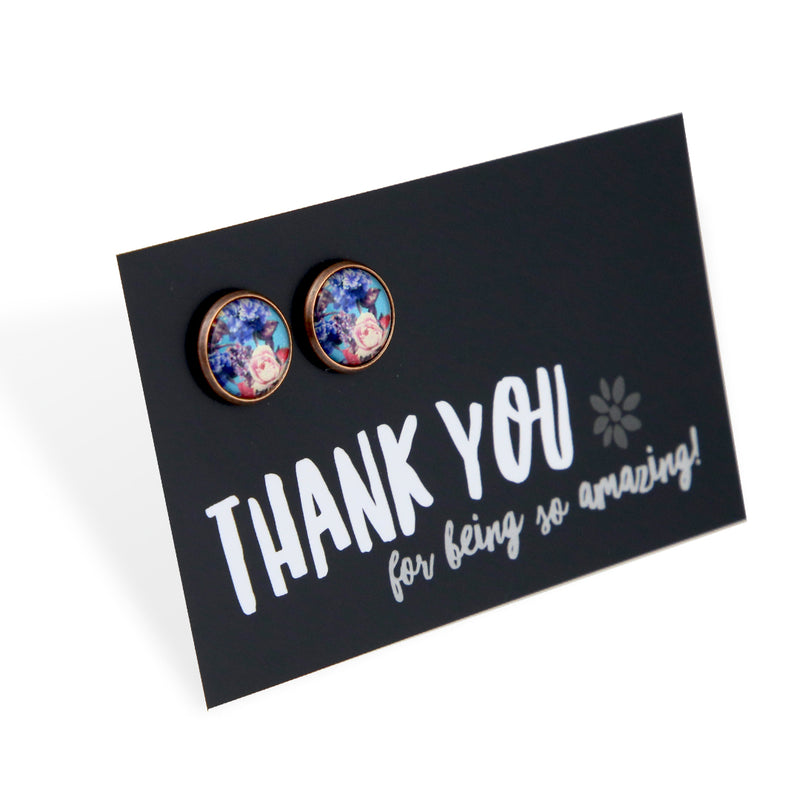 Heart & Soul Collection - Thank You For Being So Amazing - Vintage Copper 12mm Circle Studs - Floweret (12354)