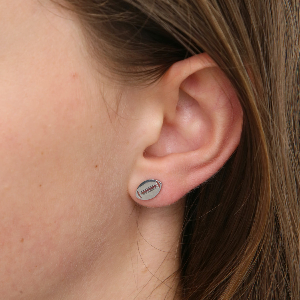 Stainless Steel Earring Studs - Girls Can Do Anything - FOOTBALL / RUGBY