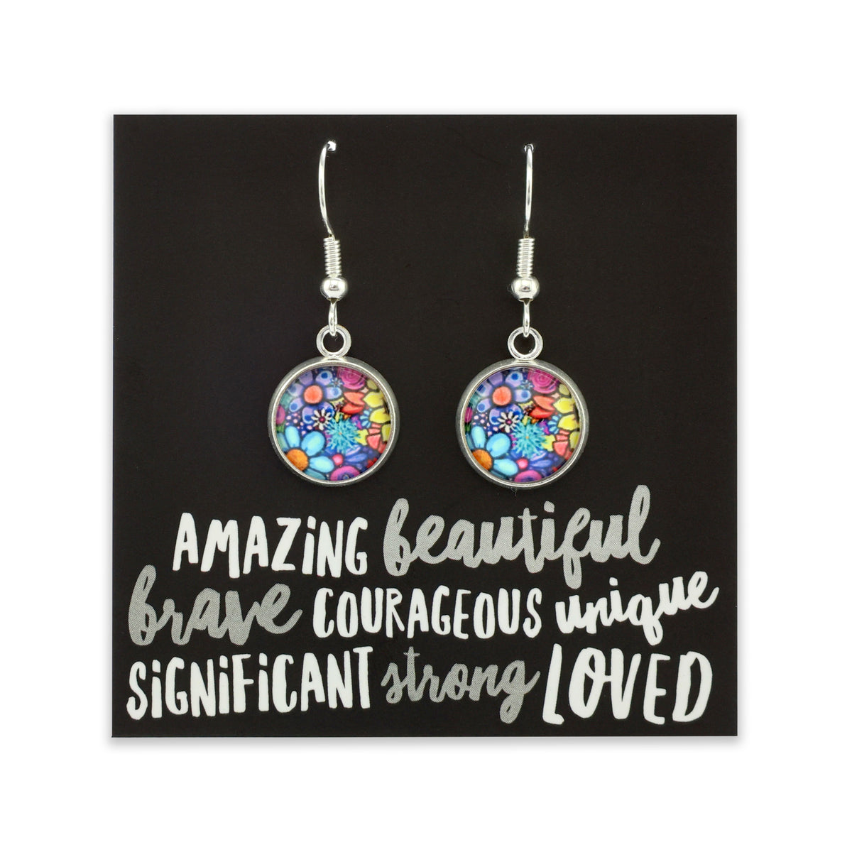 Heart & Soul Collection - Amazing Beautiful Brave - Bright Silver Dangle Earrings - Forever Young (11945)
