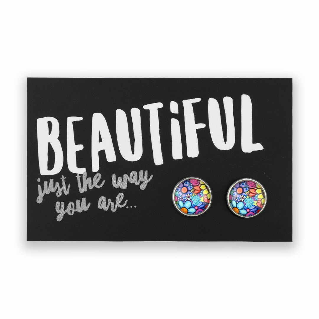 Heart & Soul Collection - Beautiful Just The Way You Are - Silver 12mm Circle Studs - Forever Young (12052)