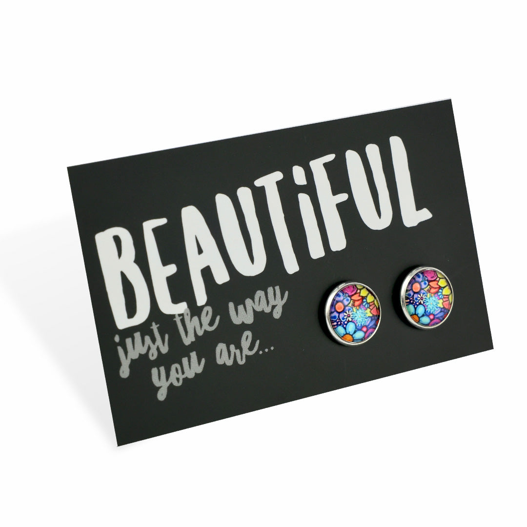 Heart & Soul Collection - Beautiful Just The Way You Are - Silver 12mm Circle Studs - Forever Young (12052)