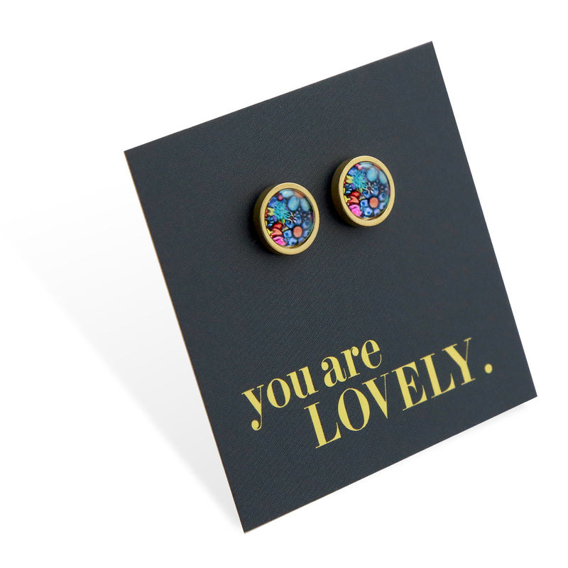 You are Lovely - Gold Stainless Steel 8mm Circle Studs - Forever Young (11845)