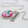 SPRING - 'Beautiful' Vintage Silver Necklace - French Rose - (10662)