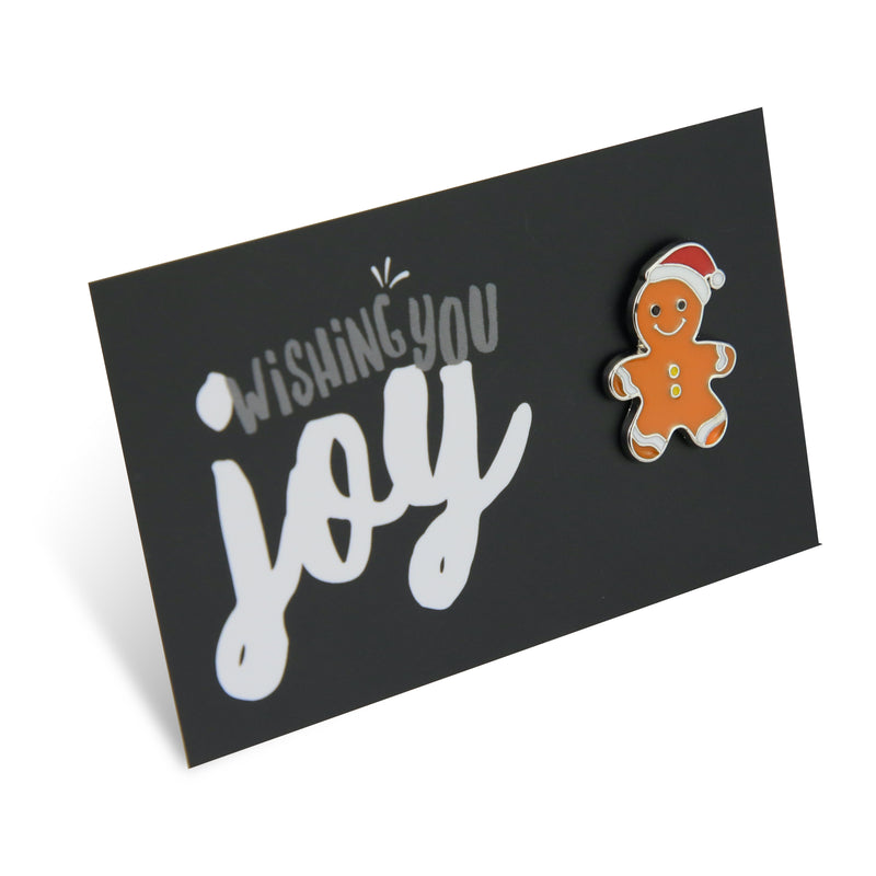 Lovely Pins! Wishing you Joy - Gingerbread Guy Enamel Badge Pin - (10543)