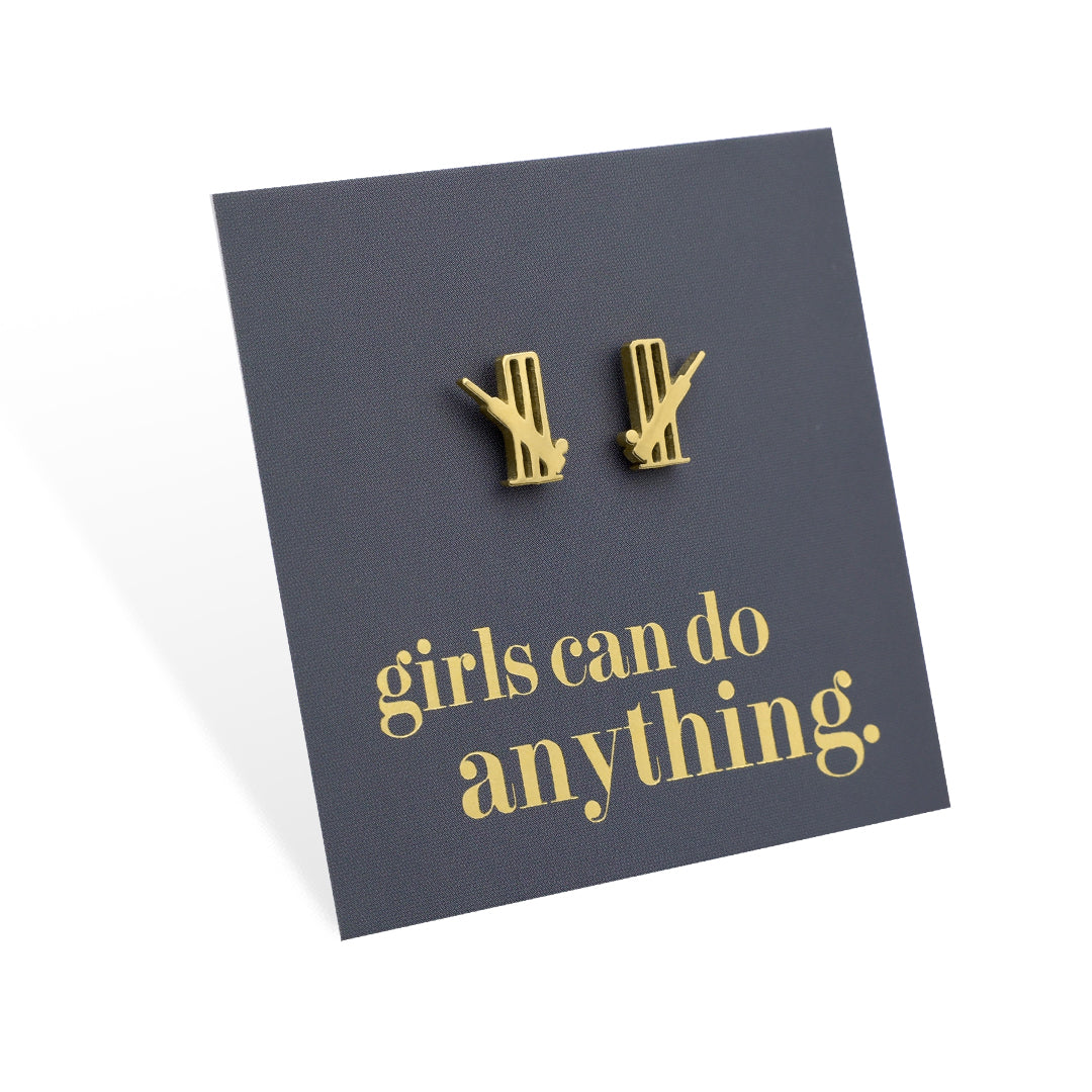 Stainless Steel Earring Studs - Girls Can Do Anything - CRICKET