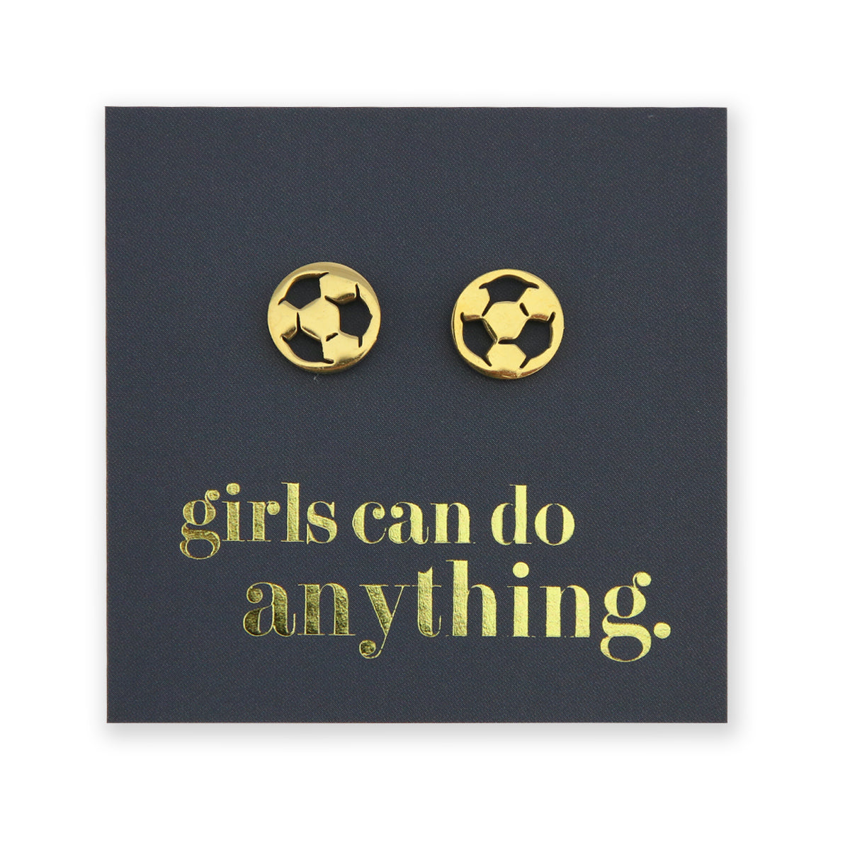 Stainless Steel Earring Studs Girls Can Do Anything SOCCER