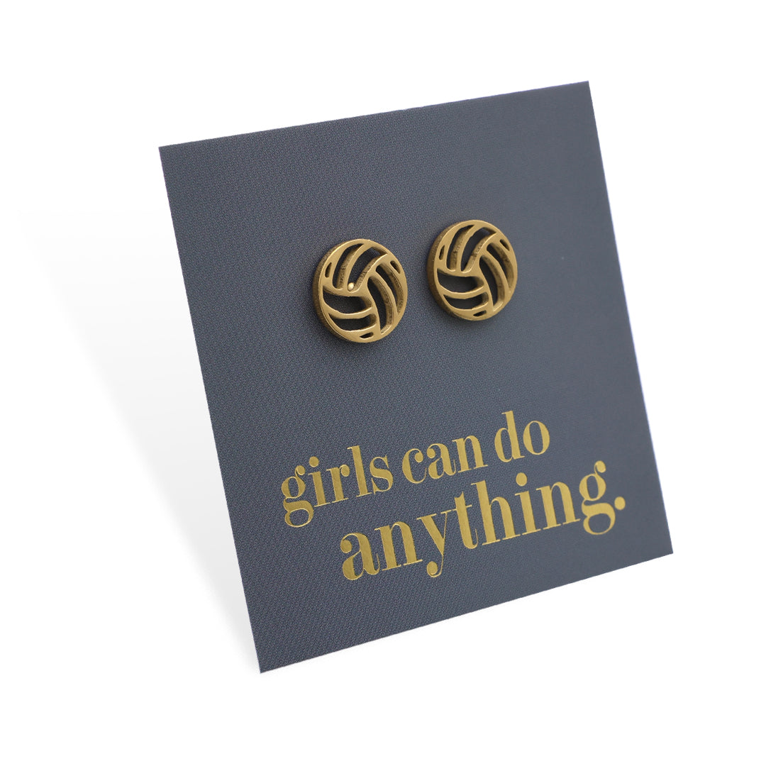 Stainless Steel Earring Studs - Girls Can Do Anything - VOLLEYBALLS