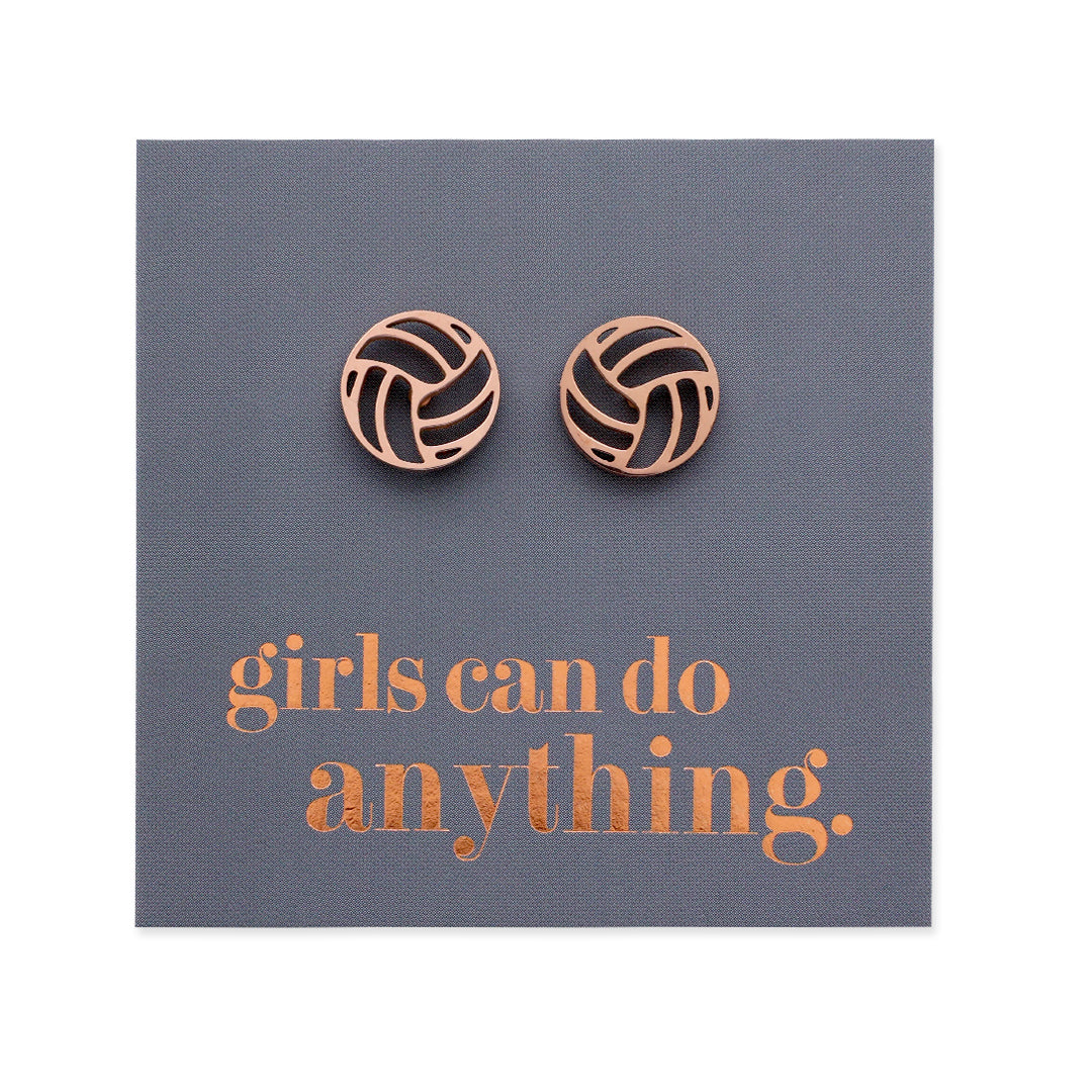 Stainless Steel Earring Studs - Girls Can Do Anything - VOLLEYBALLS