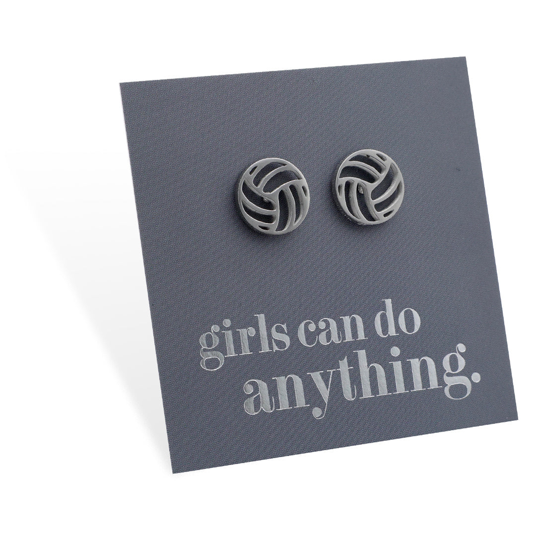 Stainless Steel Earring Studs - Girls Can Do Anything - VOLLEYBALLS