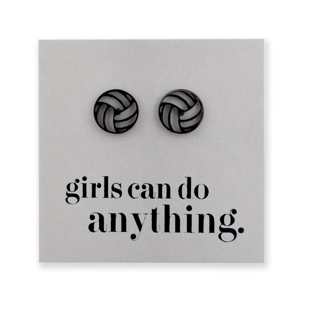 Stainless Steel Earring Studs - Girls Can Do Anything - VOLLEYBALLS
