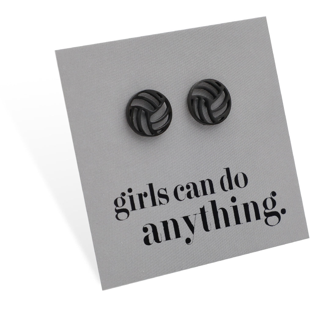 Stainless Steel Earring Studs - Girls Can Do Anything - VOLLEYBALLS
