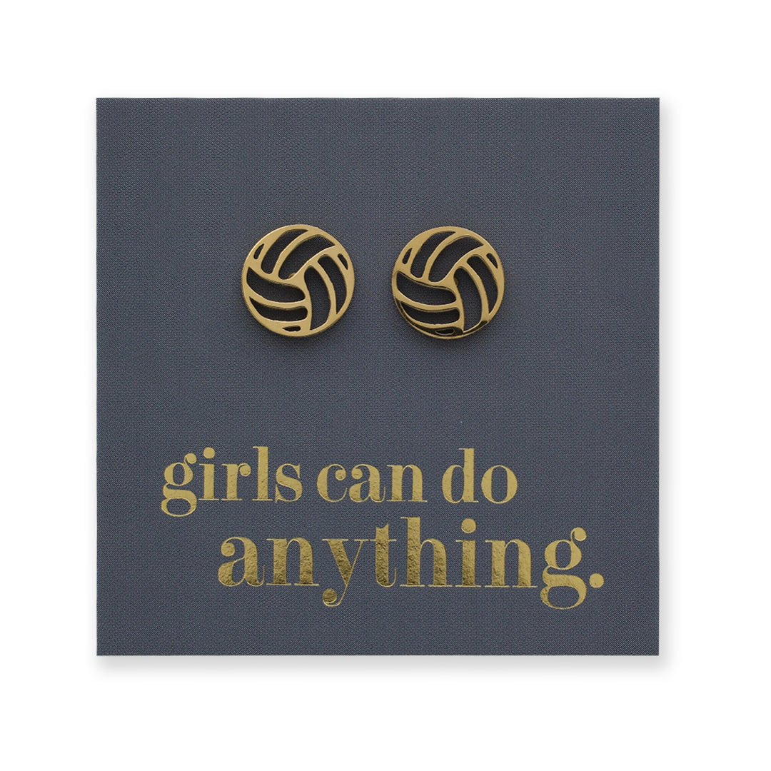 Stainless Steel Earring Studs - Girls Can Do Anything - VOLLEYBALLS
