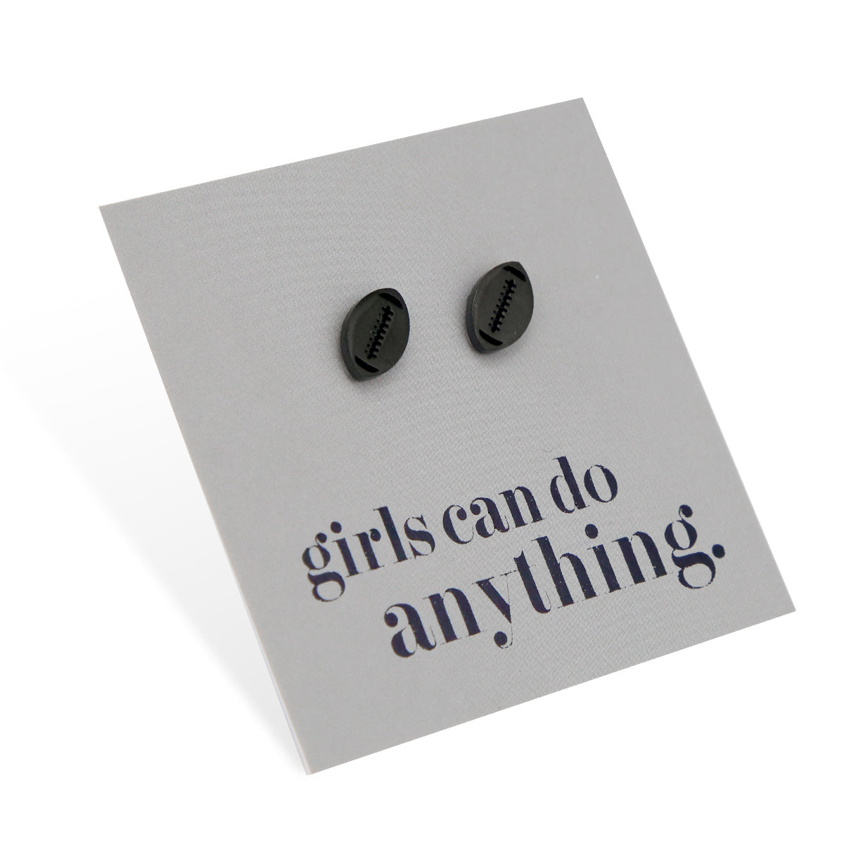 Stainless Steel Earring Studs - Girls Can Do Anything - FOOTBALL / RUGBY