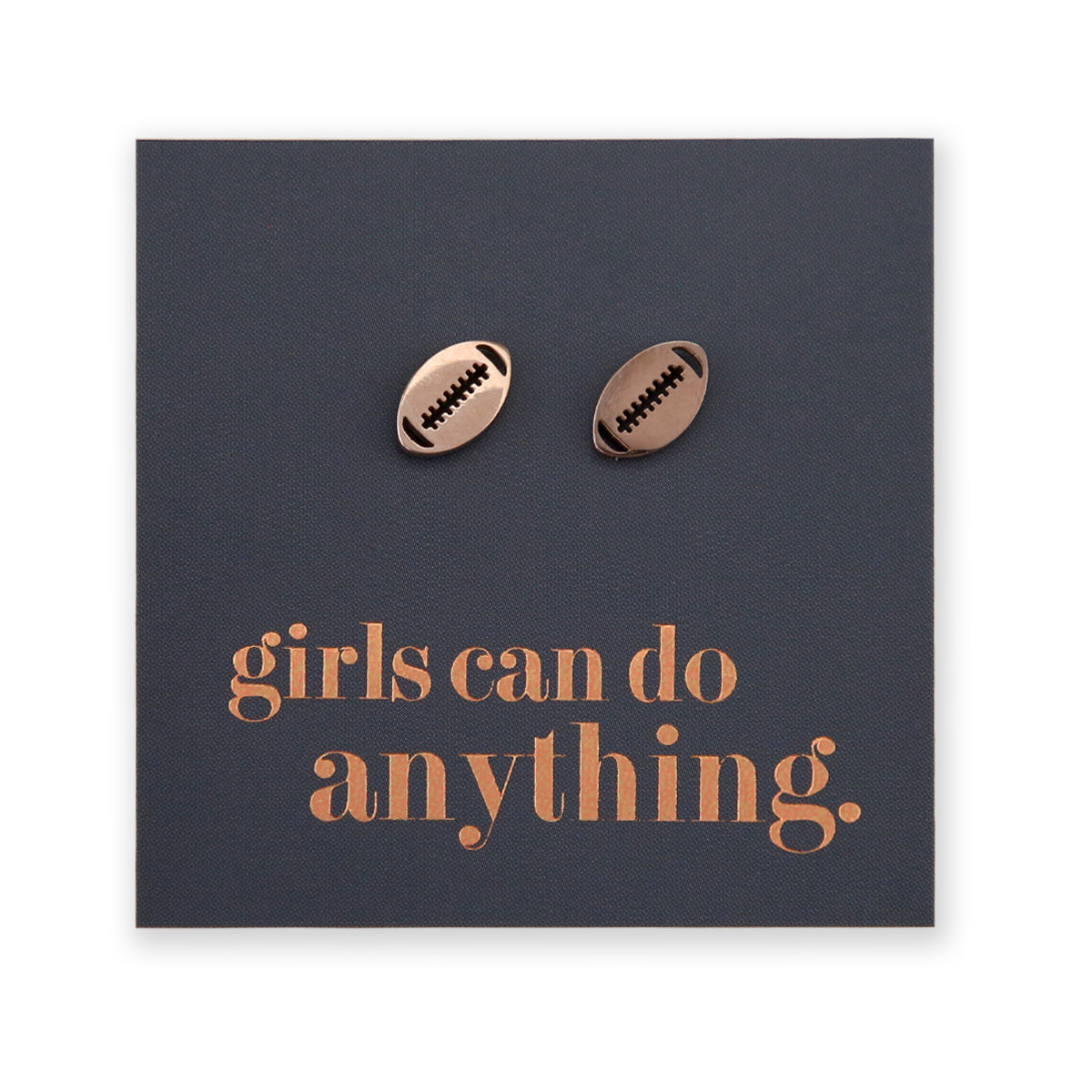 Stainless Steel Earring Studs - Girls Can Do Anything - FOOTBALL / RUGBY