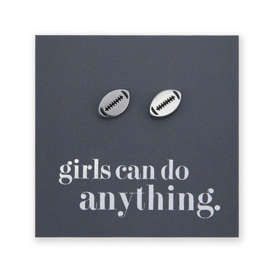 Stainless Steel Earring Studs - Girls Can Do Anything - FOOTBALL / RUGBY