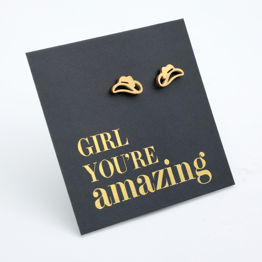 Stainless Steel Earring Studs - Girl You're Amazing - YEEHAW Cowgirl Hat